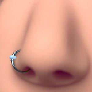 Hoop nose ring 20G white bead
